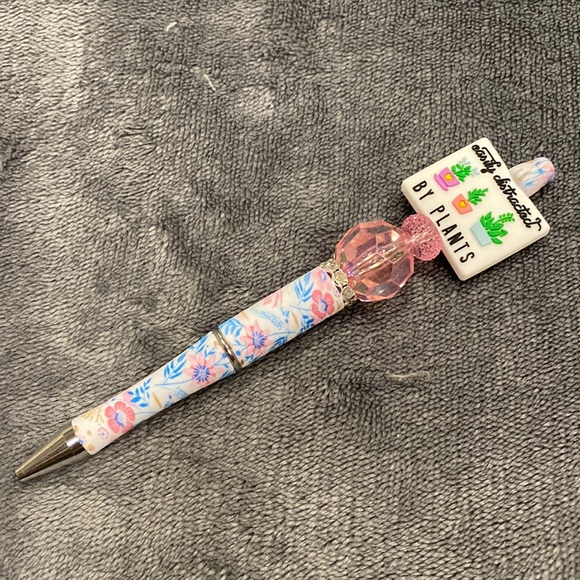 Pink/Blue Floral Pen Easily Distracted by Plants Gift Writing Stationary - Picture 2 of 2